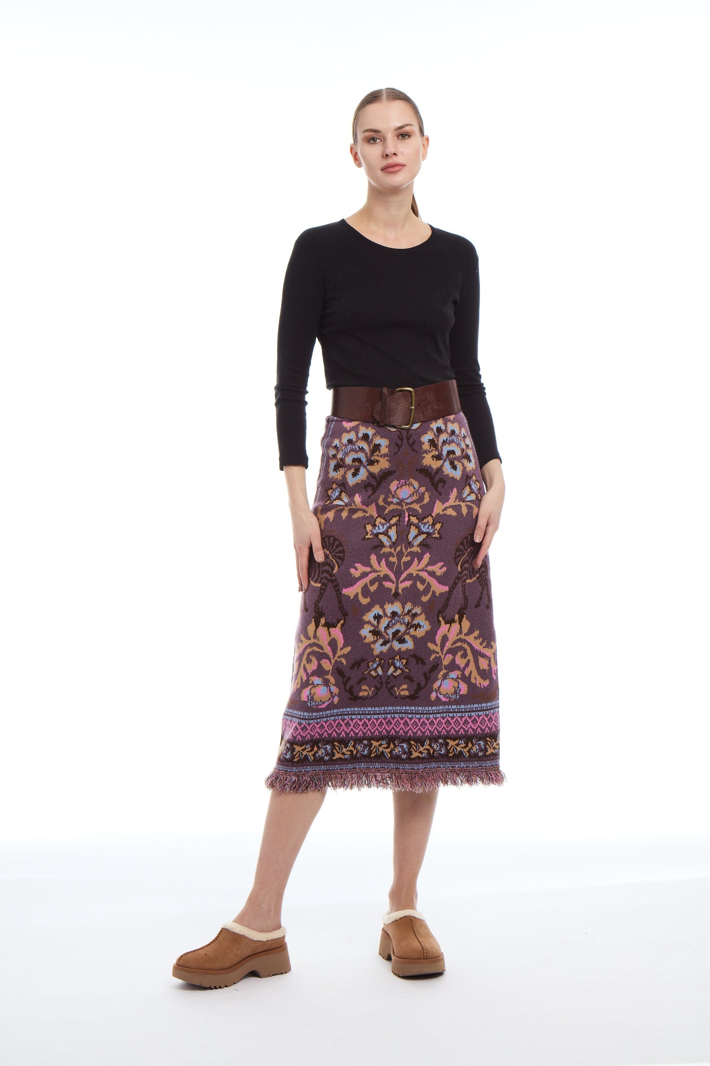 Camille Knit Fringe Skirt